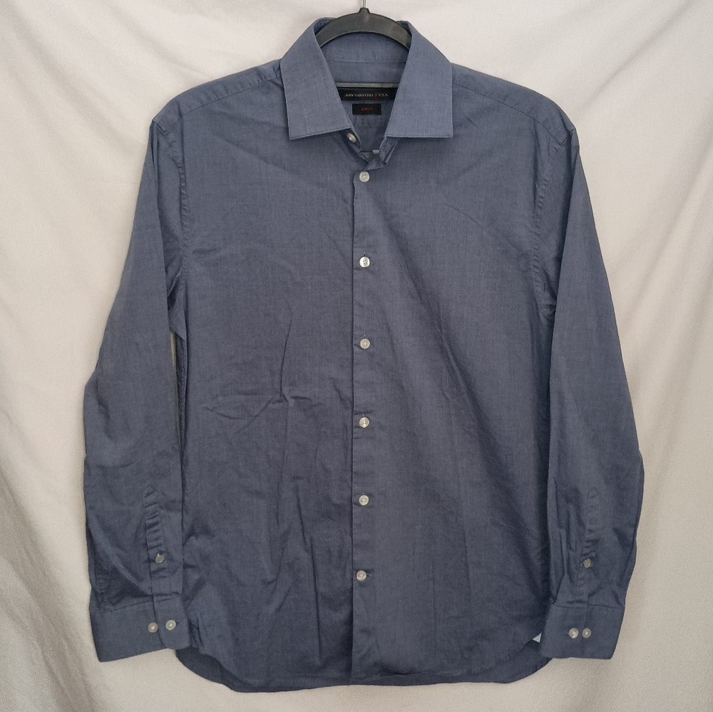 Mens John Varvatos Star USA Slim Fit Blue Dress Shirt Size 15 32/33